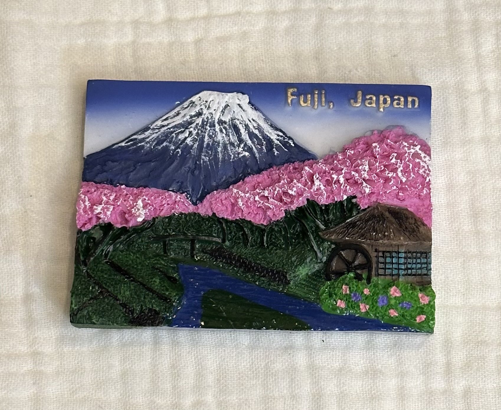 #117 日本ご当地マグネット富士山×桜×日本家屋ポリマグネット