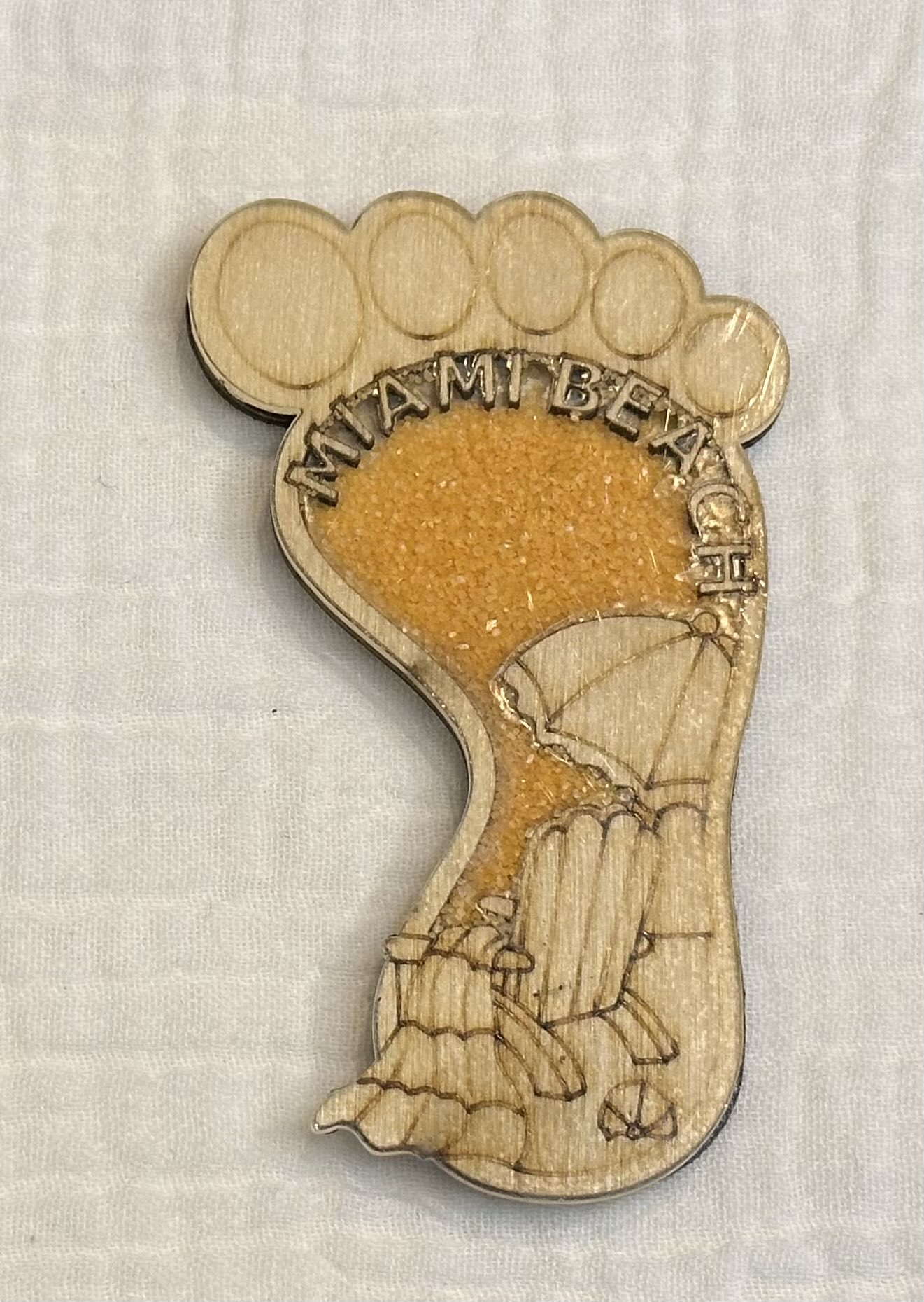 #138 アメリカフロリダ州マイアミビーチ 木製足型シャカシャカマグネット