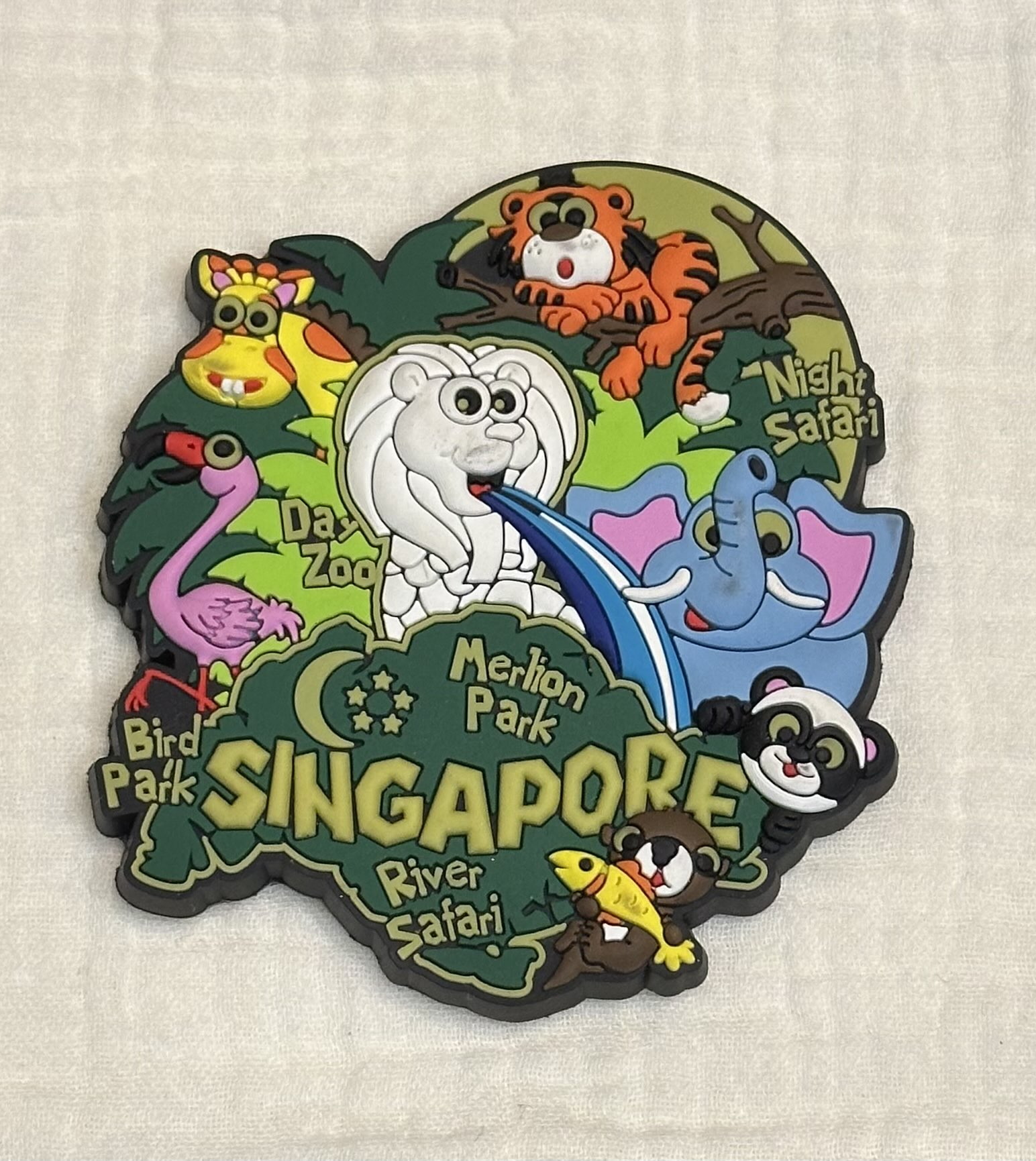 #100シンガポール シンガポール動物園限定 動物とマーライオンマグネット